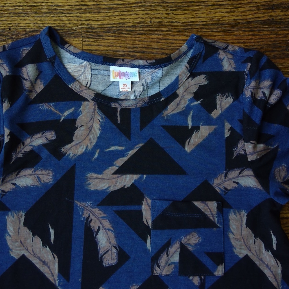 LulaRoe Tshirt Dress with Pocket Size XS Blue - Picture 2 of 5